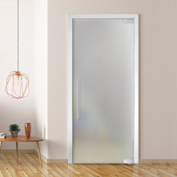 self closing glass door frosted