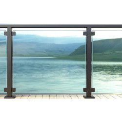 Black glass balustrade with handrail